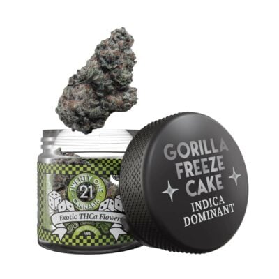 twenty one exotic thca flower jar 3.5g gorilla freeze cake