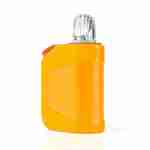 An Urb 510 Clicker Battery in a small orange bottle with a lid on a white background.