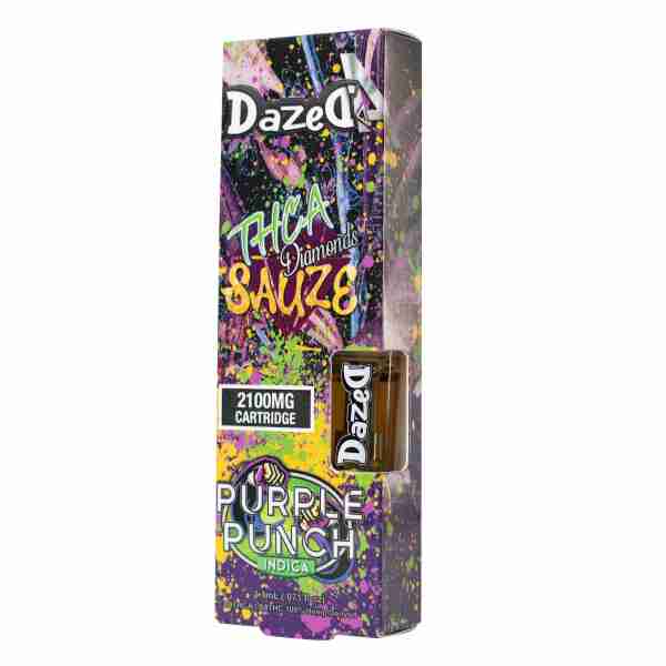 DazedA THC-A Diamonds Sauze Vape Cartridges Cali Gas 2.1g purple punch strain flavor