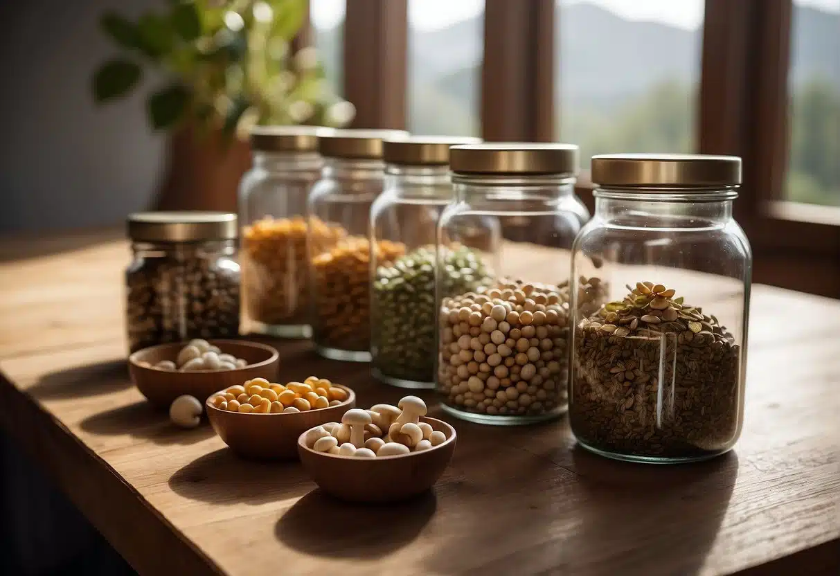Functional Mushroom Supplements in glass jars