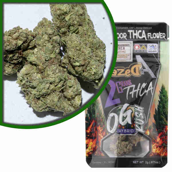 A package of Dazed8 THCA Exotic Indoor Flowers OG Kush 2g infused with THCA for a dazed8 experience.