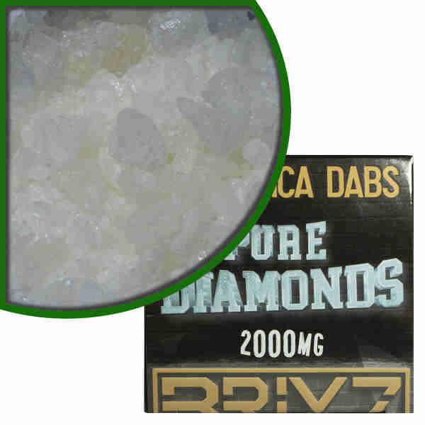 A box of BRIXZ NYC THC-A Pure Diamonds Dab 2g, showcased against a pristine white background.