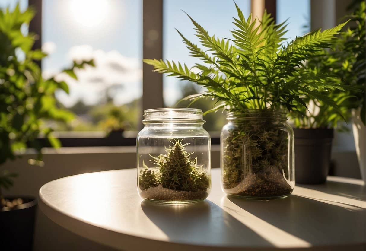 Sativa Strains Growing inside a glass jar