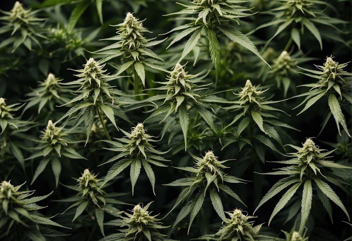 A close up of a bunch of marijuana plants, known for their potential in providing pain relief.