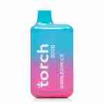 A blue and pink Torch 5000 Puffs Disposable Vape 5% Nicotine bottle with the word torch on it.