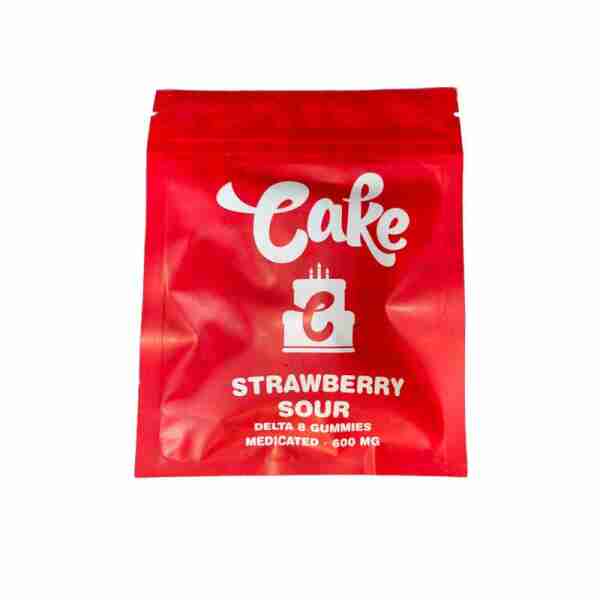 A red bag with the word cake on it.