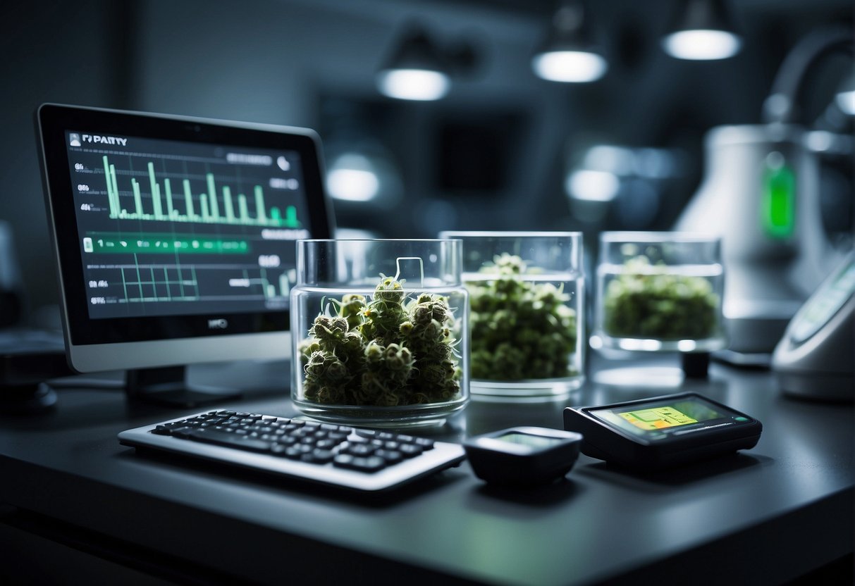 Marijuana plants on a desk.