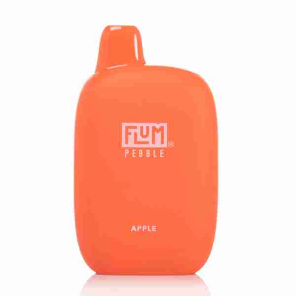 An orange bottle with the words Flum Pebble 6000 Puff Disposable Vape on it.