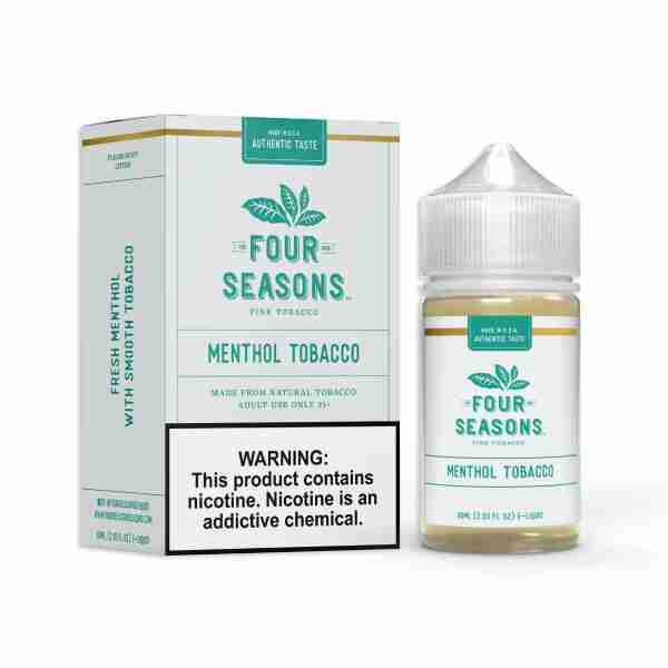Four Seasons Menthol Tobacco 60ml Vape Juice offers a delightful combination of menthol and tobacco flavors, perfect for those who enjoy the refreshing kick of minty freshness in their e-liquid.
