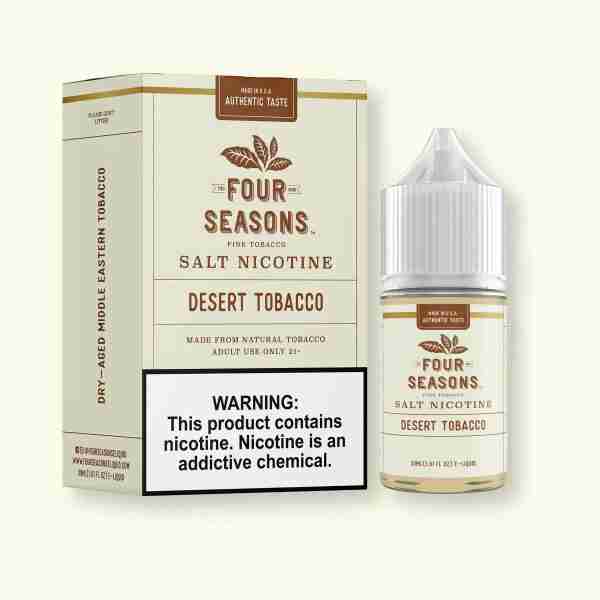 Indulge in the exquisite Four Seasons Desert Tobacco 30ml Nicotine Salt flavor of our Four Seasons e-liquid, now available with the added smoothness of Nicotine Salt.