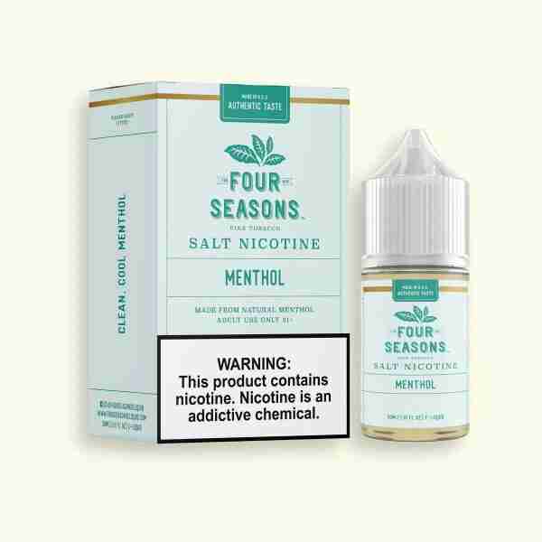Four Seasons Menthol 30ml Nicotine Salt metallic e liquid.