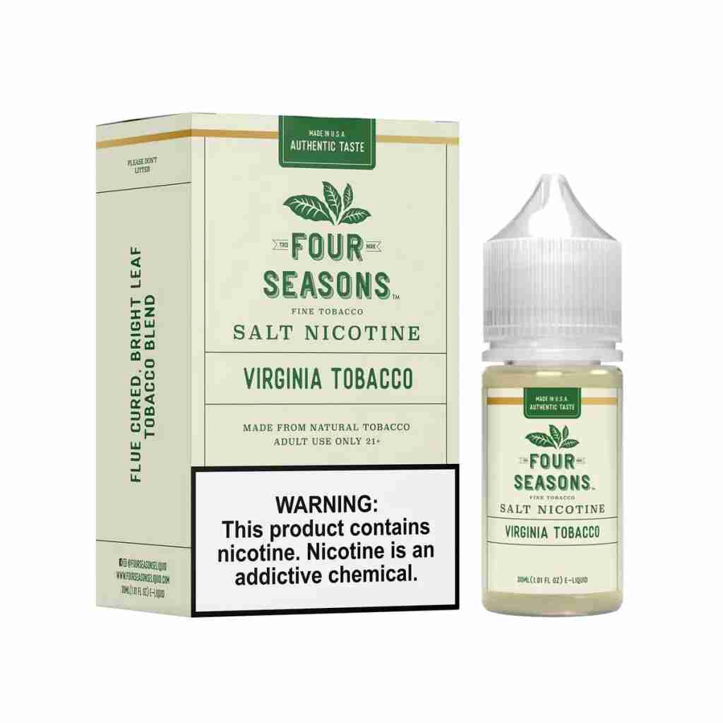 Four Seasons Virginia Tobacco 30ml Nicotine Salt infused with Nicotine Salt.