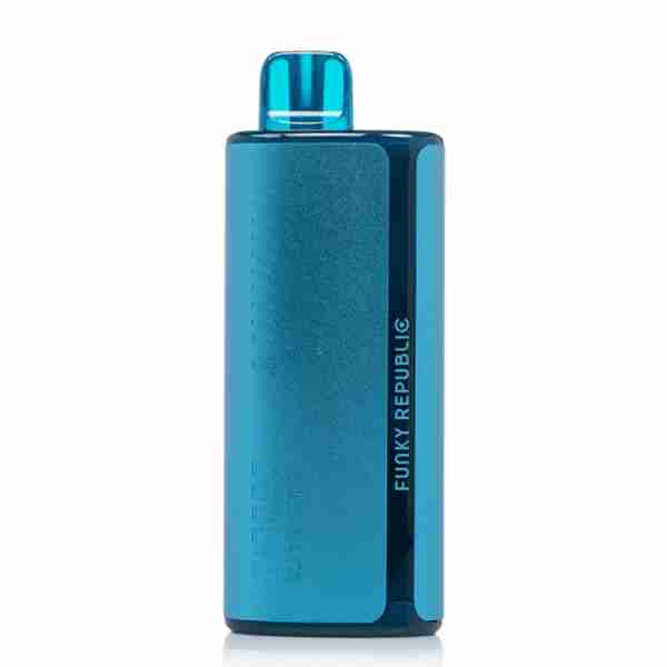 A blue bottle with a blue lid on a white background, perfect for the Funky Republic Ti7000 Disposable Vape.