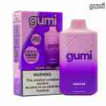 A box of Gumi Bar 8000 Puffs 5% Disposable Vapes flavored in ice in front of a purple box.