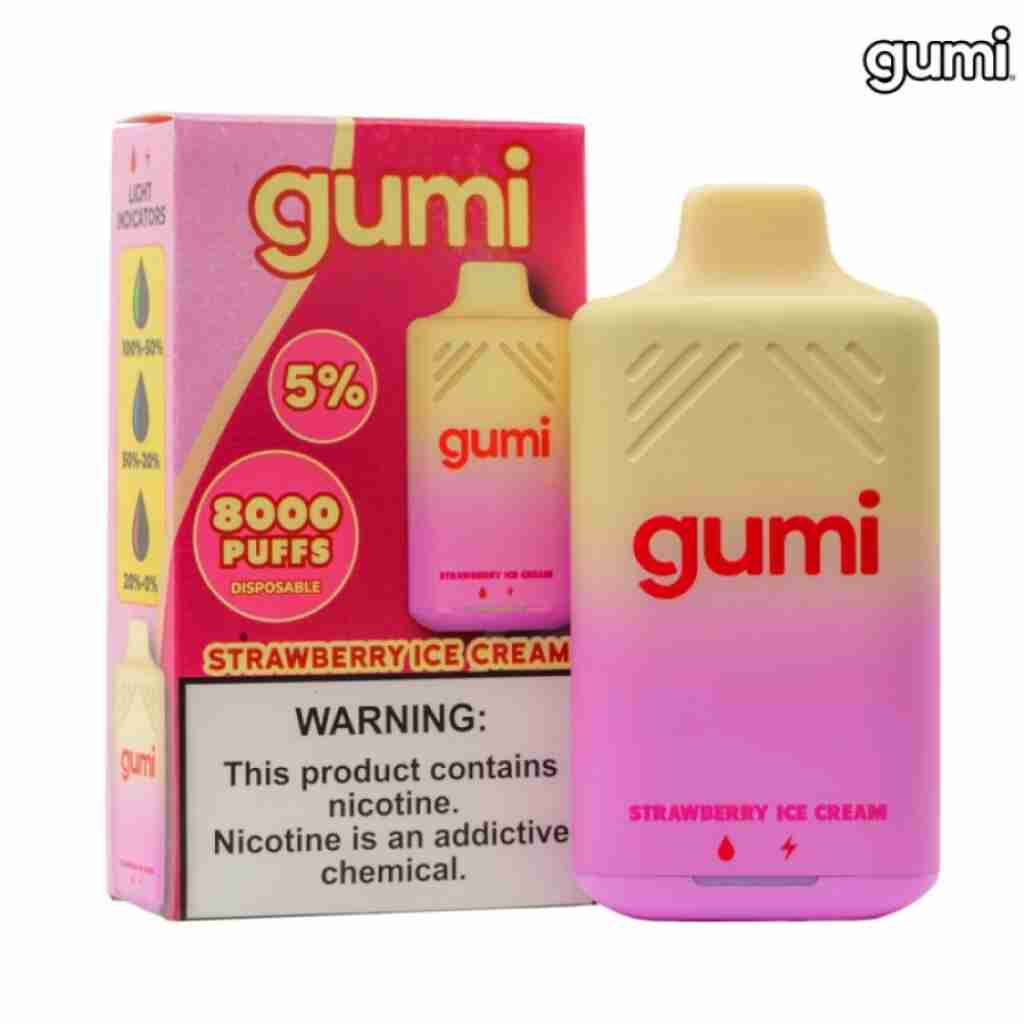 Gumi Bar 8000 Puffs 5% Disposable Vapes strawberry ice cream e-liquid.