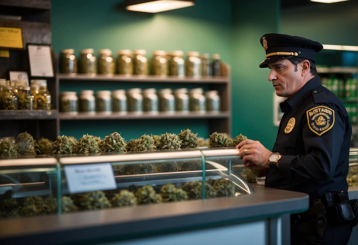 A police officer observing marijuana in a store.