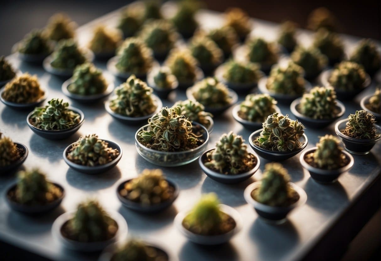 Auto Draft marijuana plants in small pots on a tray.