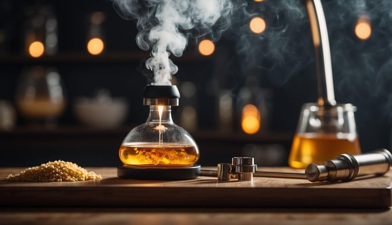 An enchanting bottle of whiskey emitting mesmerizing smoke.