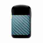 An apple airpods case with a blue and black pattern, suitable for VAPECLUTCH Vape Case aficionados.