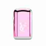 A pink cigarette lighter with the letter v on it, designed for VAPECLUTCH Vape Case enthusiasts.
