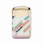 An airpods case with a pink, blue, and white design, perfect for the fashionable VAPECLUTCH Vape Case enthusiast.