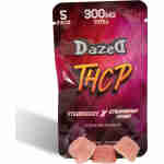 A package of Dazed8 THCP Gummies 60mg indicating a strawberry flavor with live rosin terpenes, containing five pieces with a total of 300mg THCP.