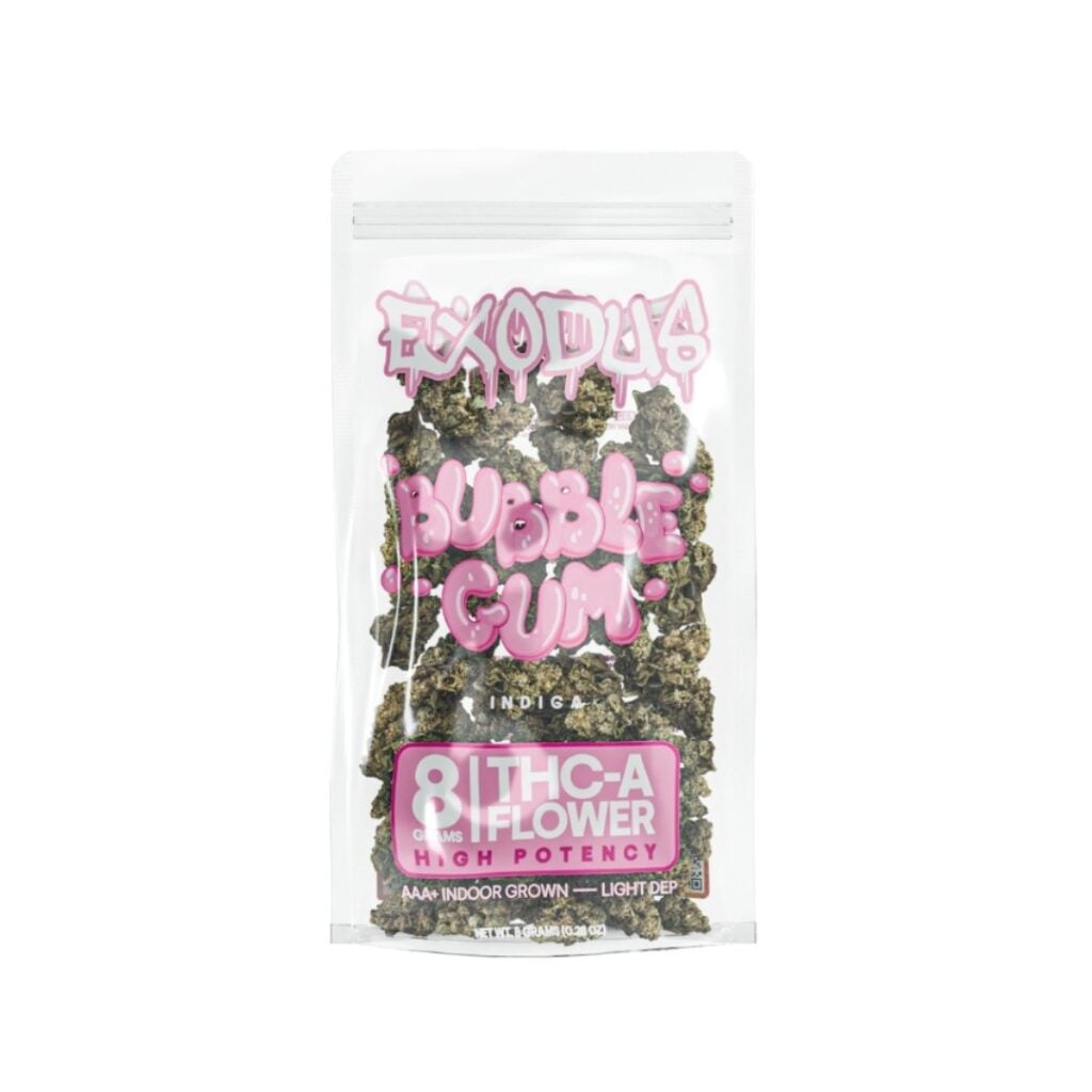 Exodus Indoor THCa Flower Packs 8g Bubble Gum