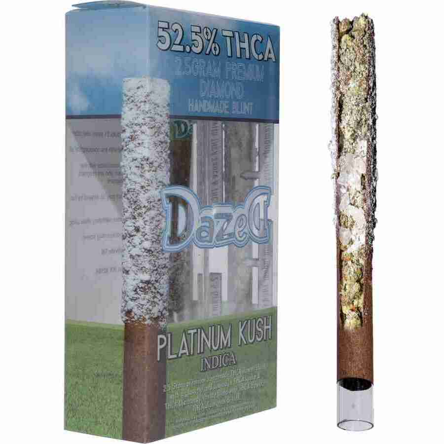 Introducing Dazed Diamond THCA Pre Roll 2.5g Platinum Kush, a strain with a remarkable 5% THC content. Experience the soothing effects of this exceptional hybrid, known for its potency and therapeutic benefits. With Dazed Diamond THCA Pre Roll 2.5g Platinum Kush.