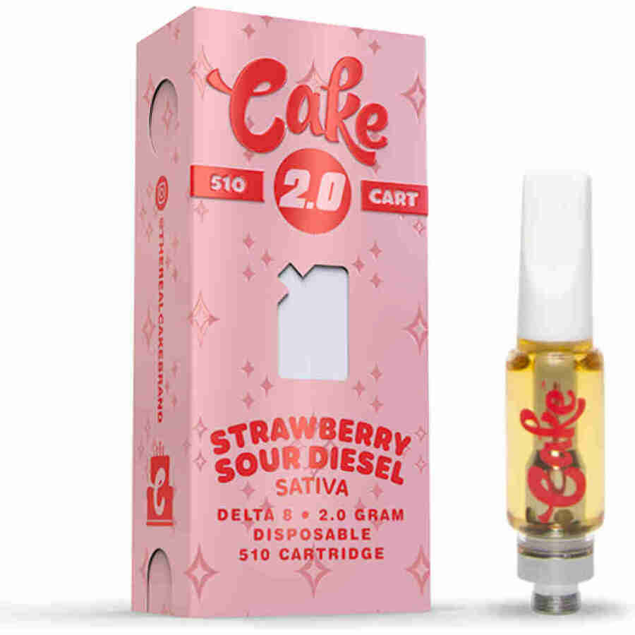Indulge in the tantalizing aroma and taste of our Cake Delta-8 510 Vape Cartridges 2g Strawberry Sour Diesel eliquid. Crafted with the finest ingredients, this vape cartridge delivers the perfect blend of Strawberry Sour Diesel.