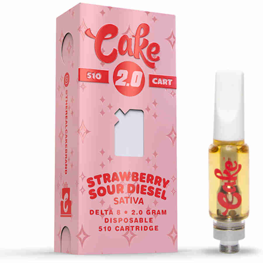 Cake Delta 8 510 Vape Cartridges 2g Strawberry Sour Diesel For Sale