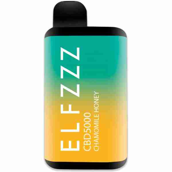 A bottle of ELF ZZZ eliquid with an orange and yellow label.