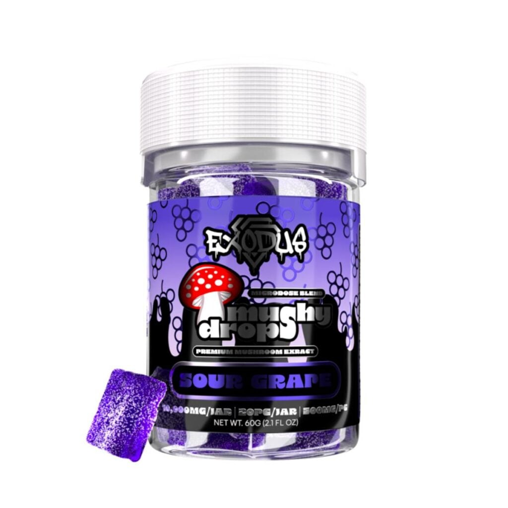exodus mushy drops microdose blend gummies sour grape