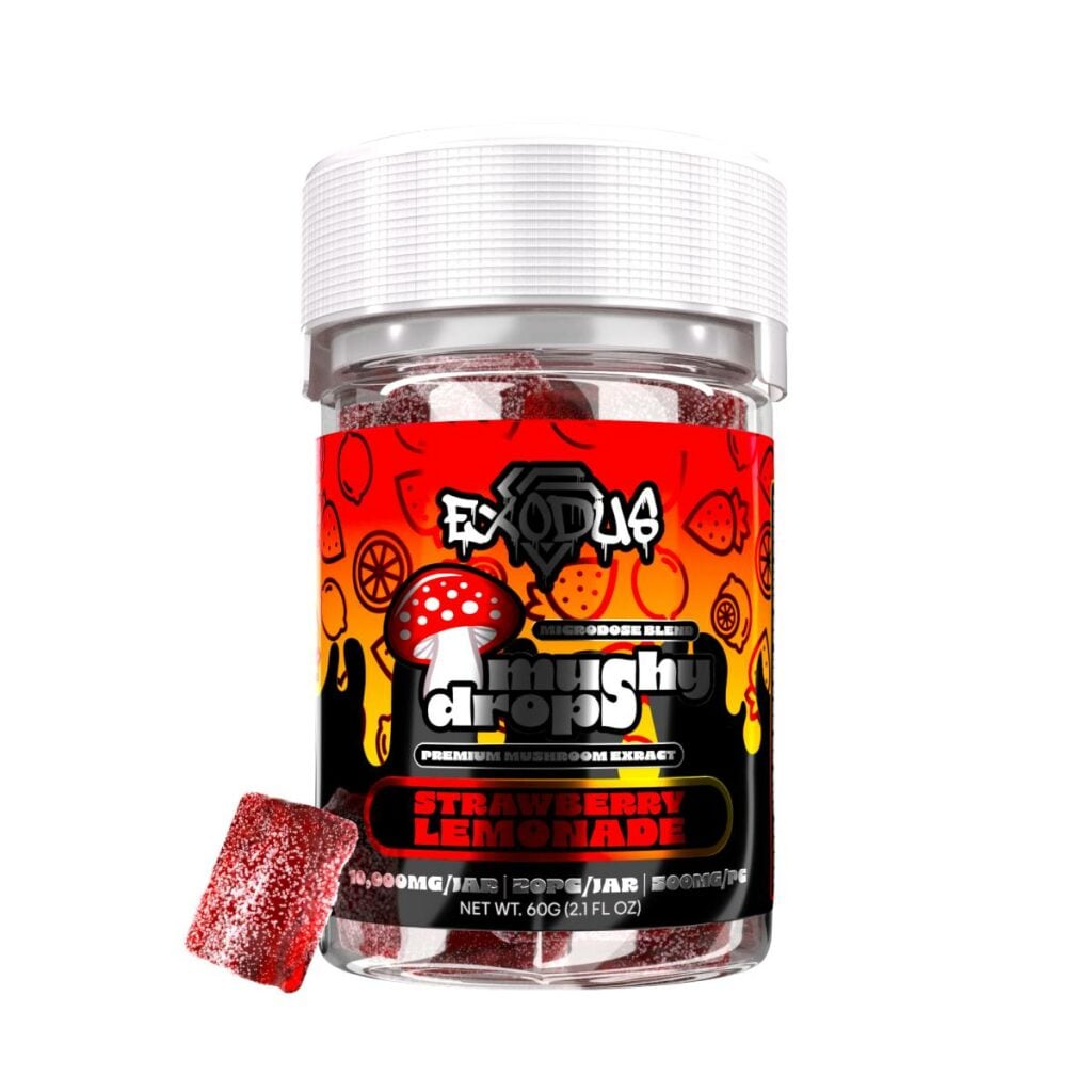 exodus mushy drops microdose blend gummies strawberry lemonade