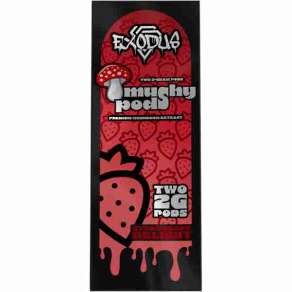 A package of Strawberry Delight e-liquid with a black background.