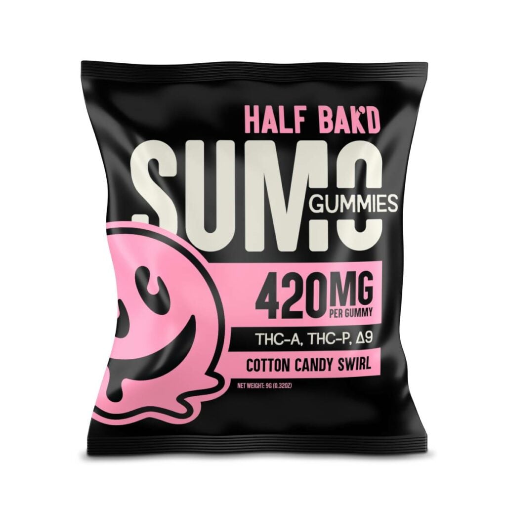 half bakd sumo gummies 420mg 2pcs cotton candy swirl
