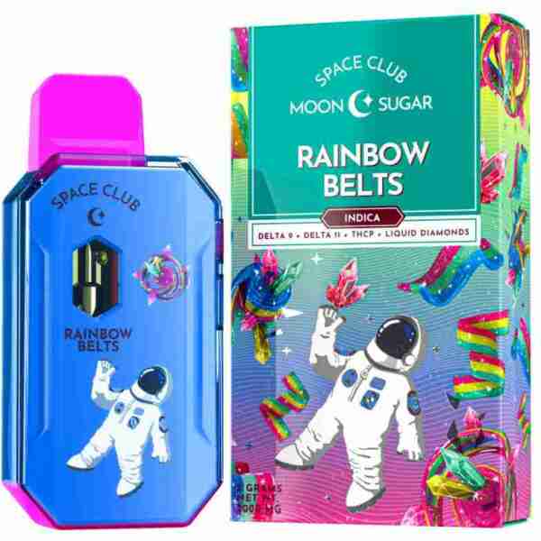 Space Club Moon Sugar 3g Rainbow Belts vape kit with Preheat Disposable Vape Pens.