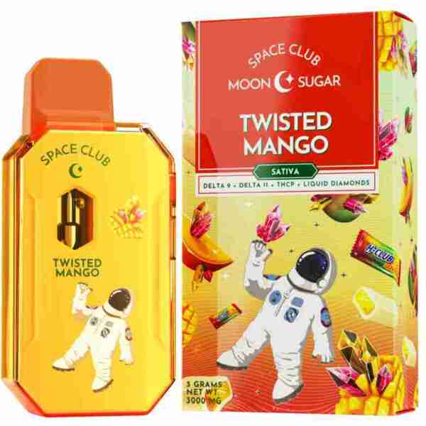 Space Club's Moon Sugar Preheat Disposable Vape Pens 3g Twisted Mango now feature a tantalizing new flavor - twisted mango e-liquid. Indulge in the harmonious notes of moon sugar with this out-of-this