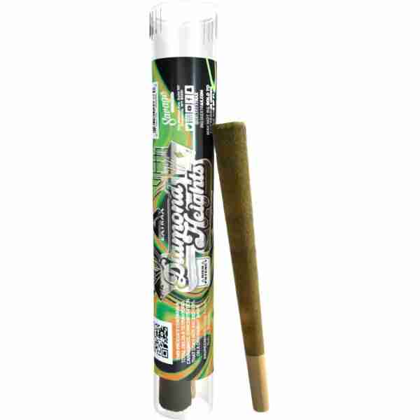 Pre-rolled Gorilla Glue herbal incense stick in a labeled container.