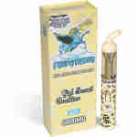 A vape cartridge labeled "Flying Horse Thai High Blend" with a graphic of a winged horse, indicating a cannabis product with 6000mg strength, alongside its packaging.