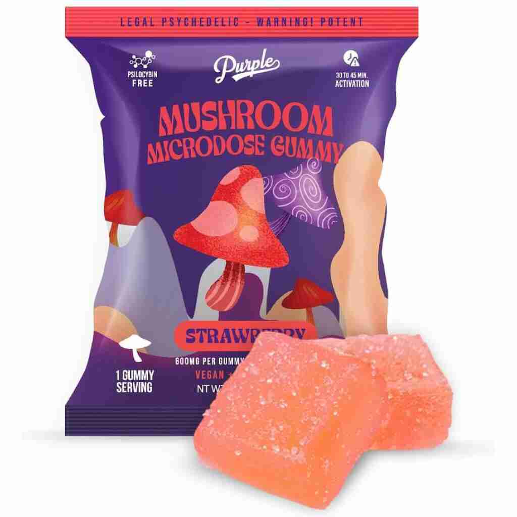 purple magic mushroom microdose gummies 2pc strawberry