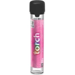 A cylindrical vape pen with a Pink Champagne label and black cap, branded "Torch Firecracker".