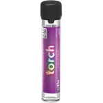 A pre-filled torch firecracker lighter with a purple and white label.