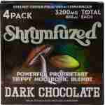 A product package labeled "shymfazed" with a stylized psychedelic mushroom design, advertising a "powerful proprietary dark nootropic blend," 3200mg total, 4 pack.