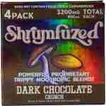 A colorful package of "shymfazed" Psychedelic Mushroom dark chocolate, labeled as a powerful, proprietary blend, containing 3200mg total with 800mg each, specifying for users