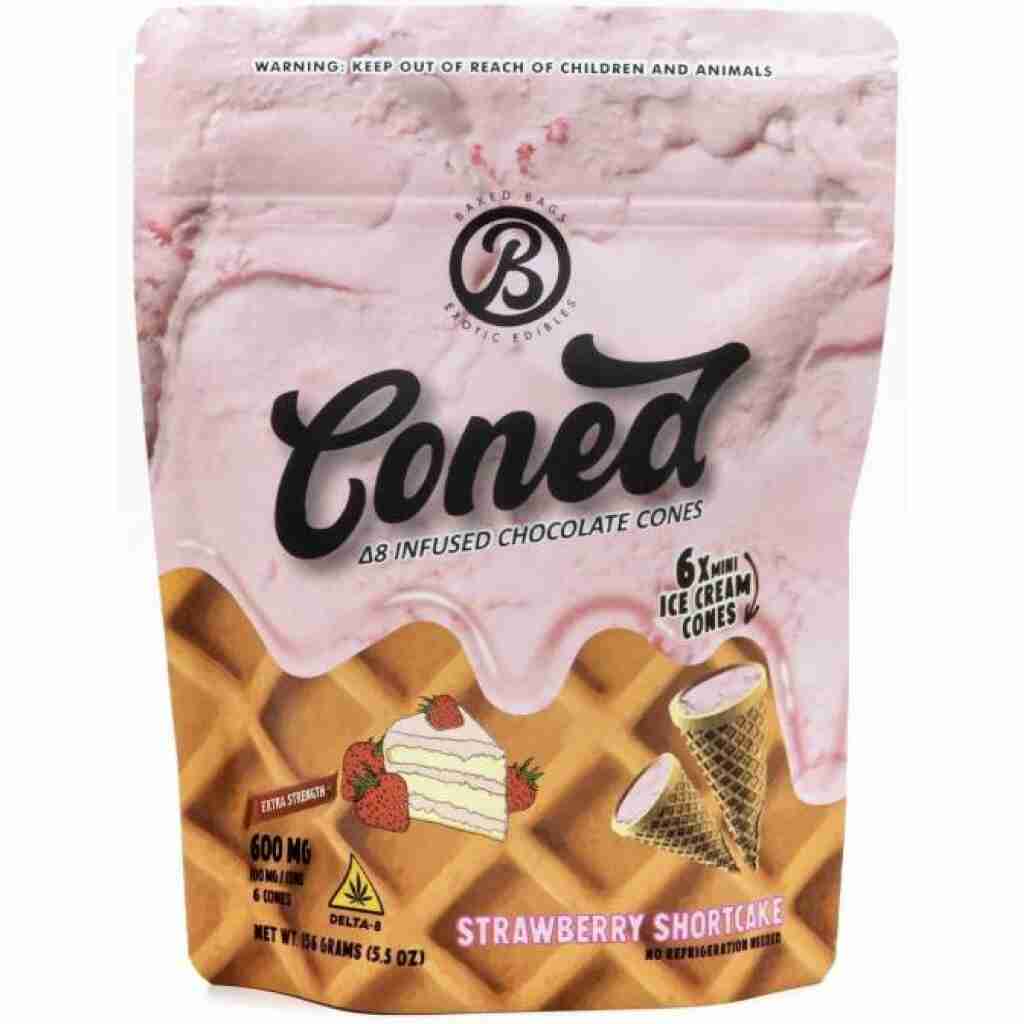 Baked Bags Coned D8 Ice Cream Cones 600mg 6pc | 5 Strains | D8 Super Store