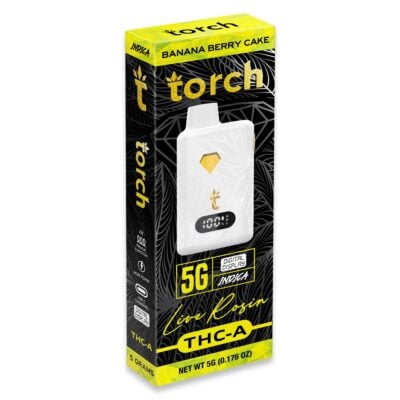 torch thca live rosin screen disposable 5g banana berry cake