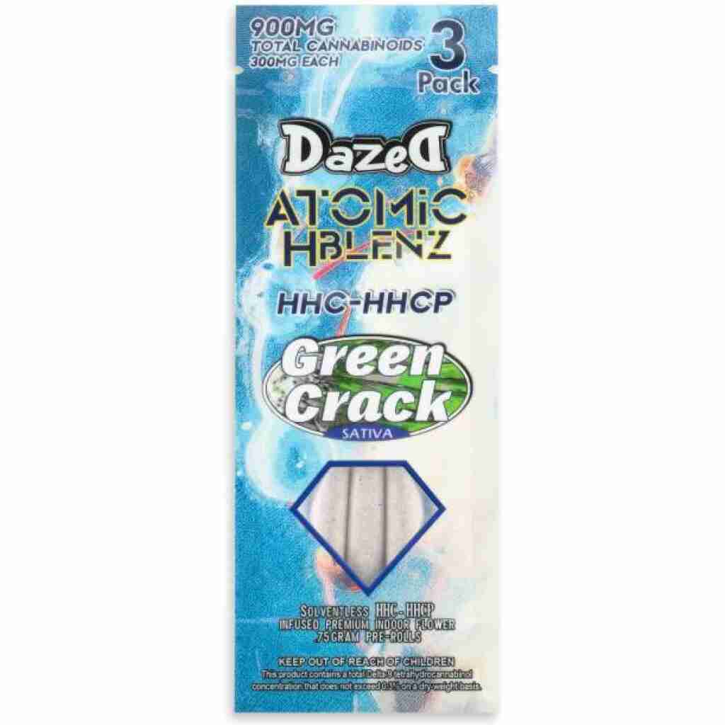 Dazed Atomic H Blenz Shatterwalkerz 3-Pack Pre-Rolls 2.25g Green Crack