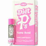 Image of Diet P's THCP cartridges and box in pink and white colors. The box and cartridge display information like "1000MG THCP," "Hybrid," "500MG THC-P & 500MG HH(C)," and "Nana Rosé" flavor.