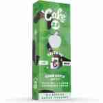 Green and white packaging for the Cake Delta 10 Live Resin Disposable device, Sour Apple Sativa flavor. Contains 2.0 grams and all-natural native terpenes.