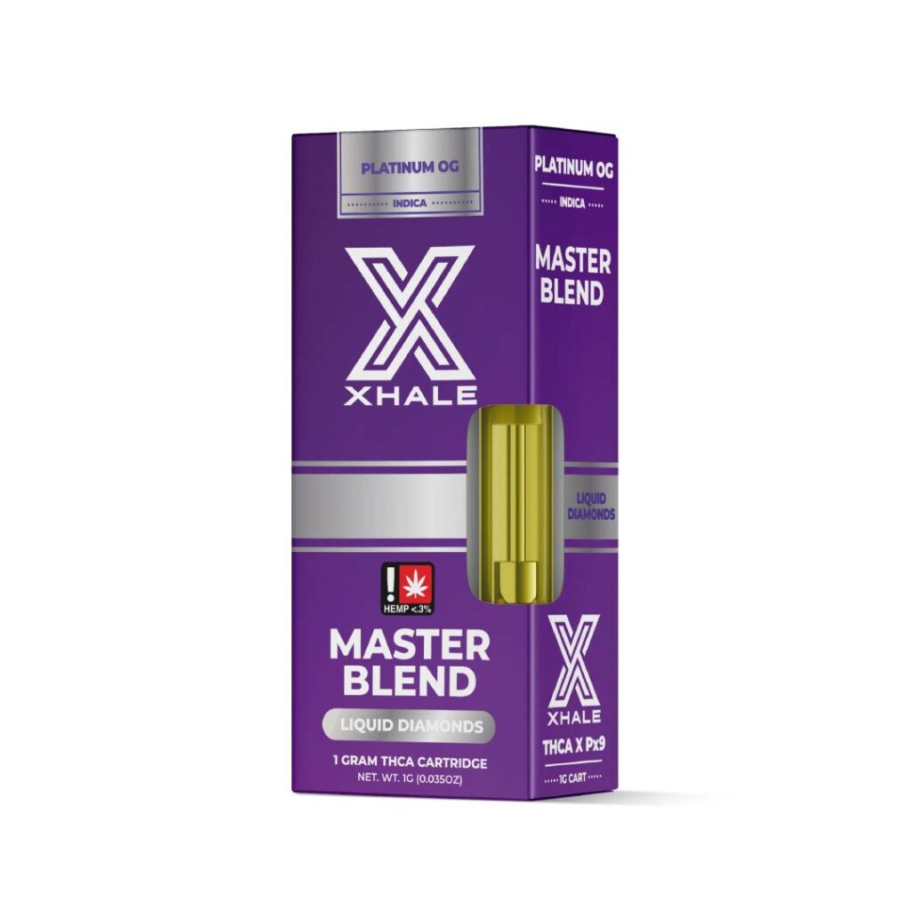 xhale master blend thca liquid diamonds cartridge 1g platinum og